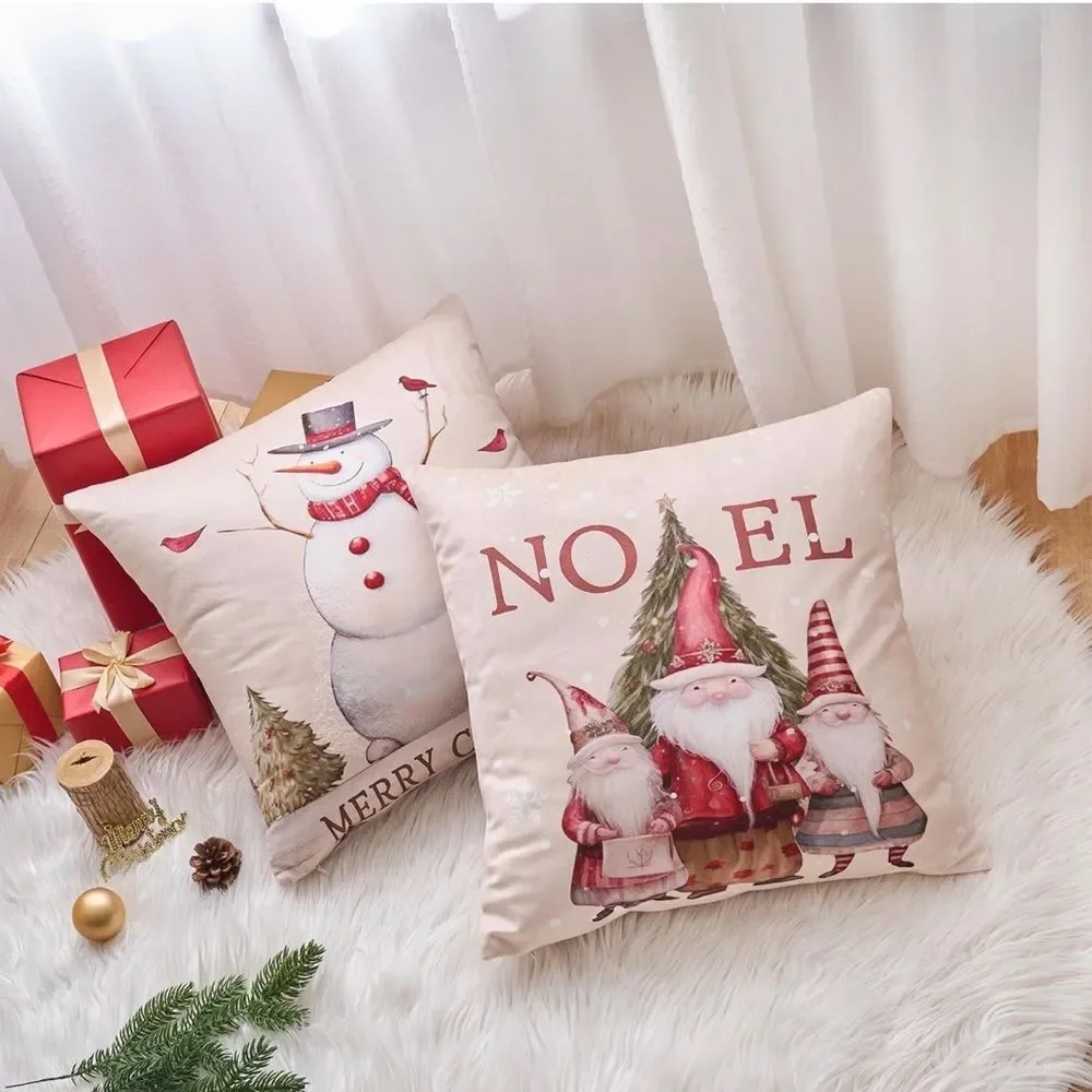 Christmas Throw Pillow Covers 18x18 Set Of 4 Holiday